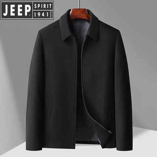 Jeep spirit invierno nueva chaqueta gruesa de terciopelo solapa para hombres mediana edad y ancianos veteranos de negocios administrativos chaqueta de lana de papá negro l
