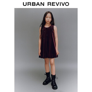 Ur2026 spring new children's clothing girls urban temperament satin beaded dress ugu760001 burgundy 110