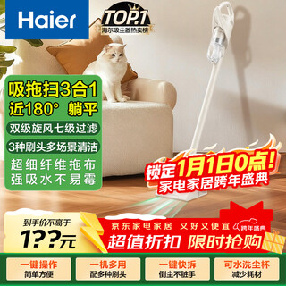 Haier vacuum cleaner household pet mopping dust collector small light sound large suction high power light body vacuum cleaner wet mopping mopping floor suction mopping integrated hzg-q29w new year gift
