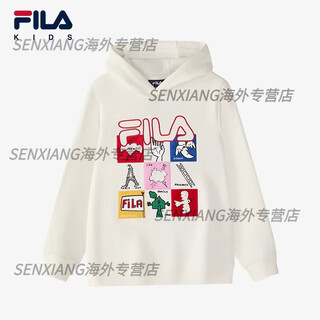 Fila children's clothing children's hooded sweatshirt 2025 autumn new fashionable parent-child tops for men, women and children - cloud mushroom white - fwt 105 cm