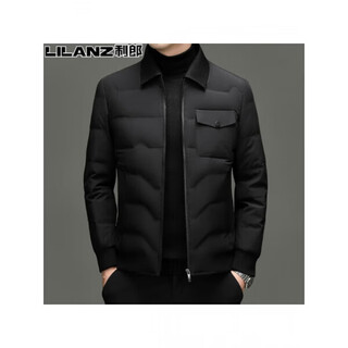 Lilanz men's lightweight down jacket new middle-aged fashion casual versatile warm and coldproof lapel jacket men black 14xl (190)