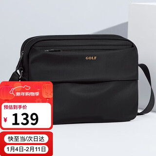 Golf golf shoulder bag for men, large-capacity crossbody bag, men's trendy multi-compartment bag that can hold ipad, business casual men's bag, water-repellent, lightweight, fashionable sports shoulder bag, black