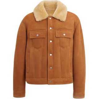 Coach fw solid color button closure long sleeve leather jacket men's dark brown dark brown s