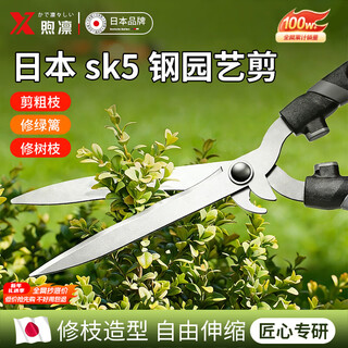 Xulin japan gardening scissors pruning shears greening tools tree scissors cutting flowers lawn garden gardening pruning branches extreme series large blade straight blade hedge scissors - anti-rust and anti-fouling sk5 blade