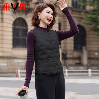 Yalu yalu 2025 new down jacket vest women middle-aged, young and thin large size vest small warm sleeveless vest black s recommended 70-90 jin jin equals 0.5 kg