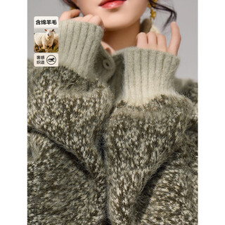 Demana contains fluffy sheep wool, winter retro-style color-blocked lapel cardigan, comfortable little knitted sweater women's top
