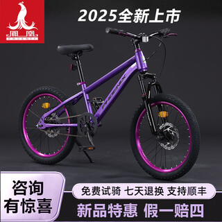 Phoenix children's bicycle 6 to 8-10 years old mountain bicycle student teenager male and female student bicycle purple single speed 20 inch (recommended height 120-140cm)