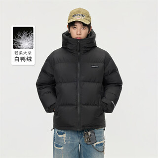 Golfcross90 white duck down simple letter printed loose warm hooded down jacket jacket for men and women, black xl