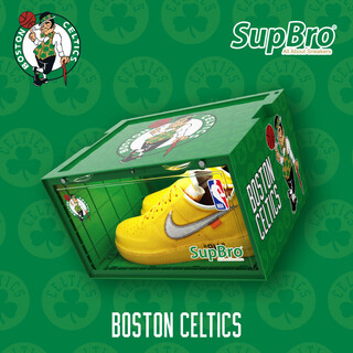 Supbro shoe box nba co-branded lakers warriors celtics intelligent voice-activated light-emitting storage box shoe wall supbro_x_nba_ celtics version_led 38x28.5x22.5cm