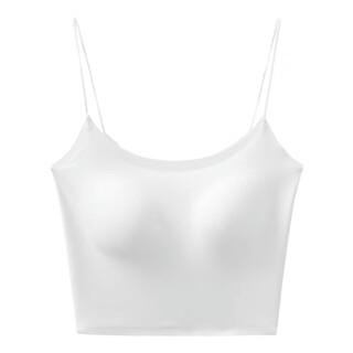 Wear ice silk to wrap breasts, seamless and beautiful back underwear, women's bottoming camisole with breast pads, fixed cup, thin style inside, white s
