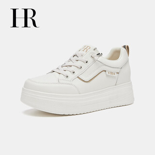 Hr helena women's shoes 2025 winter new thick sole heightening white shoes sneakers round toe laces comfortable and versatile mi xing 36