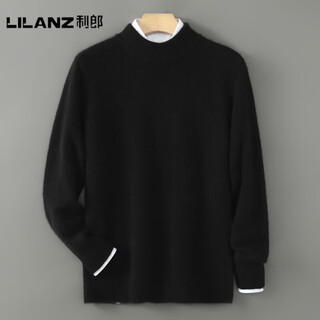 Lilanz pure wool sweater men's half turtleneck thickened pullover sweater high-end business knitted casual bottoming shirt black-flagship 2xl