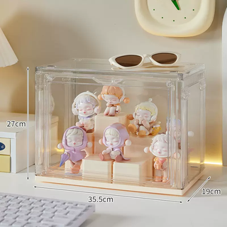 Yusenyi rmax blind box storage display acrylic transparent bubble matt doll display box labubu figure dust-proof cabinet roman column large transparent figure box 1 free 10 building blocks