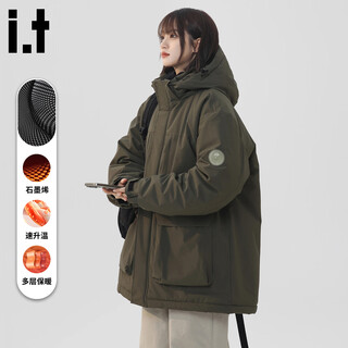 Chocoolate it american trendy brand workwear hooded casual versatile cotton coat winter new thickened warm couple's jacket military green m recommended 100-120jin jin equals 0.5 kg