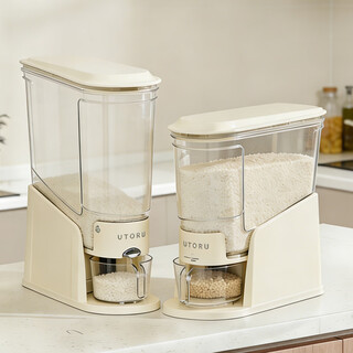Home story (katei story) 2026 new insect-proof and moisture-proof food-grade special rice bucket rice sealed storage container for japanese rice buckets. narrow gap rice bucket. off-white. 10jin jin is equal to 0.5kg. rice cup with connection. sealed and insect-proof. press and release the rice.