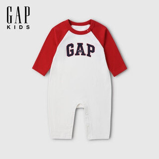 Gap gap infant and toddler 2026 spring new cotton logo printed raglan sleeve jumpsuit children's clothing 861492 red 66cm (3-6 months) asian size