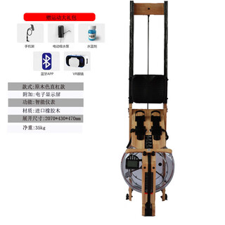 Folding water resistance boat painting machine, smart aerobic exercise, silent household boat painting machine, solid wood double-track living room gym, imported thai oak log color all-in-one smart model