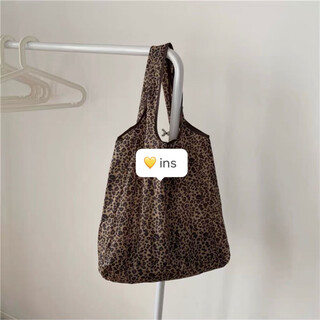 Ye yu niche retro personalized leopard print lightweight large-capacity waterproof shopping storage bag folding shoulder bag hand-held women's leopard print shopping bag