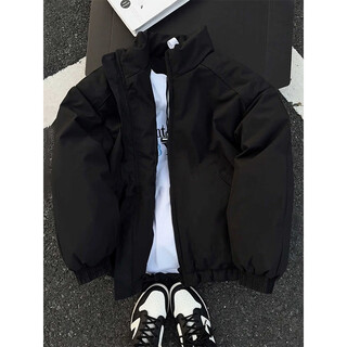 Luyal trendy flight jacket down cotton jacket men's winter american bomber three-proof bread jacket stand-up collar cotton jacket black xl