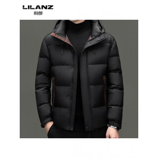 Lilanz volcanic rock Термальная куртка на утином пуху, короткая мужская зимняя утолщенная теплая куртка для хлеба, повседневная куртка с капюшоном, черная 14xl (190)