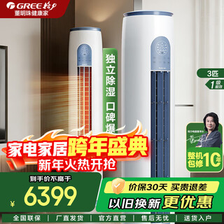 格力（GREE）空调云逸II3匹立式柜机  一级能效2匹 节能省电智能WiFi双杀菌防冷风设计变频冷暖家用空调 3匹 一级能效 30-40平米