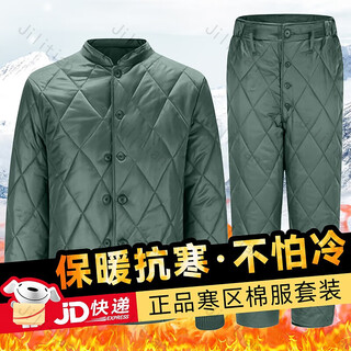 Jihua 3535 winter style cotton clothes and trousers suit cold area cotton coat, cotton jacket and cotton trousers thickened warm and windproof and cold-proof cotton top suit lu-cotton clothes and trousers suit 175/92-96