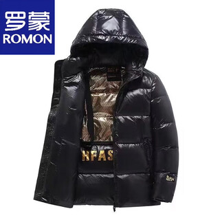 Luo meng black gold down jacket duck down jacket 2025 short bread jacket men's and women's couple jacket thickened winter cold protection black gold short xl 140-160jin jin is equal to 0.5 kg