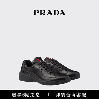 Prada/prada gift men's prada americas cup nappa sheep leather sneakers black 39 (5)
