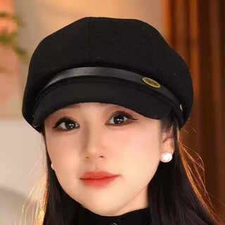 Ctrlend british retro octagonal beret women's autumn and winter face-showing small versatile duck hat winter warm painter newsboy hat black