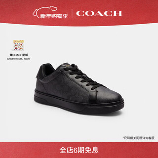 Coach men's shoes classic logo high line sports shoes flat shoes light luxury commuting versatile gift graphite/black 42.5
