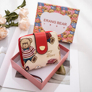 Little bear attachment women's wallet multi-card slot multi-function coin purse fashion short wallet christmas new year gift christmas gift
