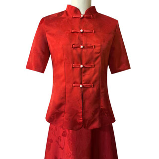 Toast wear bridal cheongsam 2025 new new chinese style two-piece improved top return engagement red dress skirt burgundy (full set) short sleeve s