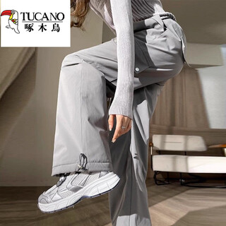 Woodpecker (tucano) workwear down pants women's outerwear winter 2025 new northeast thickened - 40 degrees harbin extreme cold warm cotton pants light gray thin s 90-100jin jin is equal to 0.5 kg