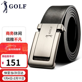 Golf (golf) first-layer cowhide men's belt buckle belt men's business casual pants with gift box as a gift for boyfriend and father