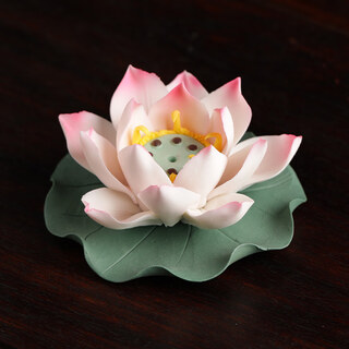 Shantou lincun ceramic lotus incense burner household tea pet diffuser lotus single hole - gradient pink + cable delivery