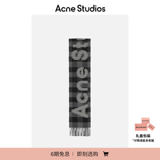Acne studios new year's gift for men and women, plaid tassel warm logo scarf and shawl dual-use ca0345 black/grey one size