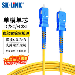 SK-LINK 光纤跳线 SC-SC电信级单模单芯千兆万兆UPC光纤线机房收发器尾纤 低烟无卤 SK-TXSM-SCSC1M 1米