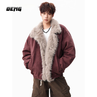 Oemg american retro red mountain-carved cotton jacket men's autumn and winter tops thickened warm trendy parka jacket red high quality xl recommended 110-130jin jin equals 0.5 kg