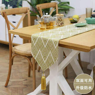 Fantasy table runner, coffee table, dining table decoration, middle strip, rectangular tv cabinet, shoe cabinet cover, yellow-green double-layer pendant, 30x220cm (same on both sides)