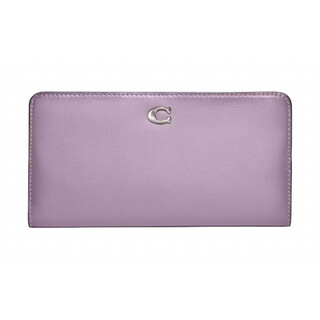 Coach skinny wallet silver logo logo snap calf leather clutch wallet women's silver pin default basic pack (bag + dust bag)