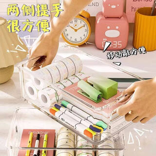 Shijanu genuine storage box acrylic desktop cosmetics transparent box dormitory plastic drawer organizer box stackable pet portable transparent stackable 1 pack