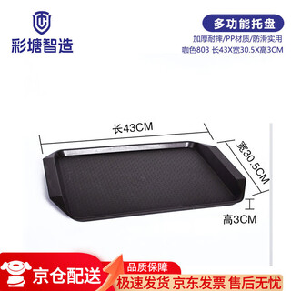 Caitang intelligent manufacturing pp rectangular square plate plastic anti-slip tray widened armrest square plate coffee color 43*30*3cm (jingcang)