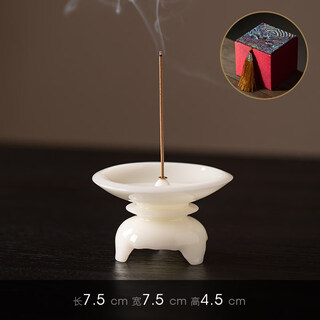 Shantou lincun mutton-fat jade dehua white porcelain incense socket household smoker ornaments mutton-fat jade wire socket gift box_yy