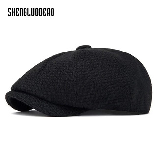 San rodeo forward hat newsboy hat autumn and winter knitted warm beret british newsboy hat retro octagonal hat men's forward hat black one size adjustable