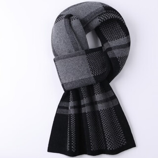 Xiaolilang genuine men's cashmere scarf winter new warm scarf for dad's birthday gift high-end gift box black