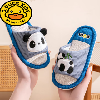 G.duck children's slippers parent-child baby boys and girls indoor cotton and linen home spring and autumn light tone four seasons breathable and cost-effective gray 38-39 sizes, suitable for 37-38 feet