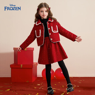 Disney children's clothing new year's eve girls' suit 2026 new children's red new year's clothing padded jacket and skirt two-piece set