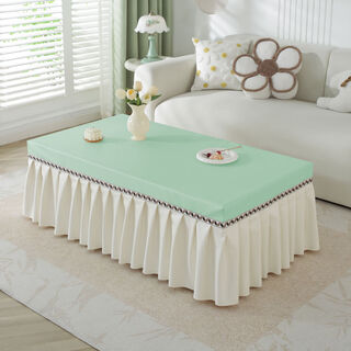 Mufan coffee table tablecloth is waterproof, oil-proof, anti-scalding, easy-to-wipe coffee table mat, table cloth, insulation pad, high-end leather coffee table cover, lambskin coffee table cover-contrast color-mint green 90*90*40cm square