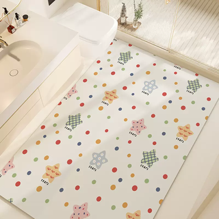 Yusenyi bathroom floor mat bathroom toilet large size carpet cream wind diatom mud water absorbent anti-slip speed weiwei bright star vertical version 100x120cm (floor-floor non-curling large-size balcony universal)
