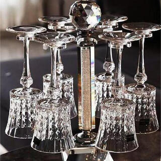 Fantasy diamond relief glass ins style retro high-value crystal water glass cocktail glass tall red wine glass set 190 high diamond glass wine rack set